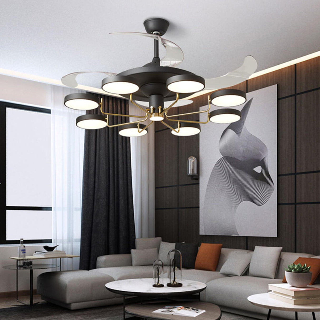 Stylish Modern Multi-Light Remote Ceiling Fan Lights Image - 6