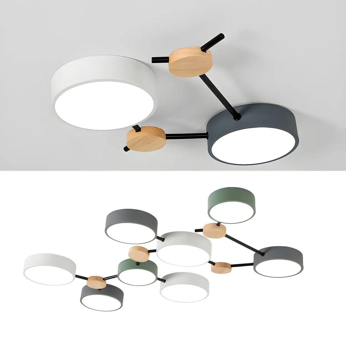 Stylish Modular Round LED Semi-Flush Mount Lamp 4-Light Image - 14