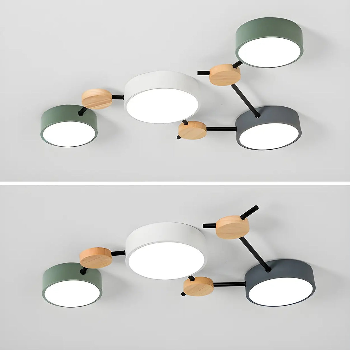 Stylish Modular Round LED Semi-Flush Mount Lamp 4-Light Image - 17