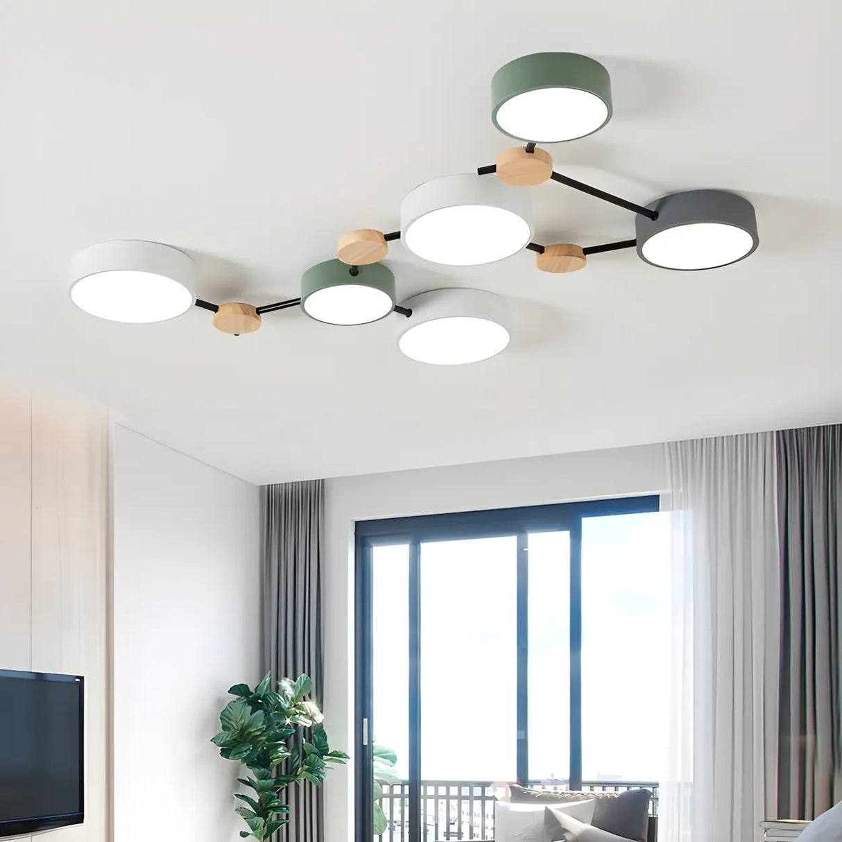 Stylish Modular Round LED Semi-Flush Mount Lamp 4-Light Image - 2