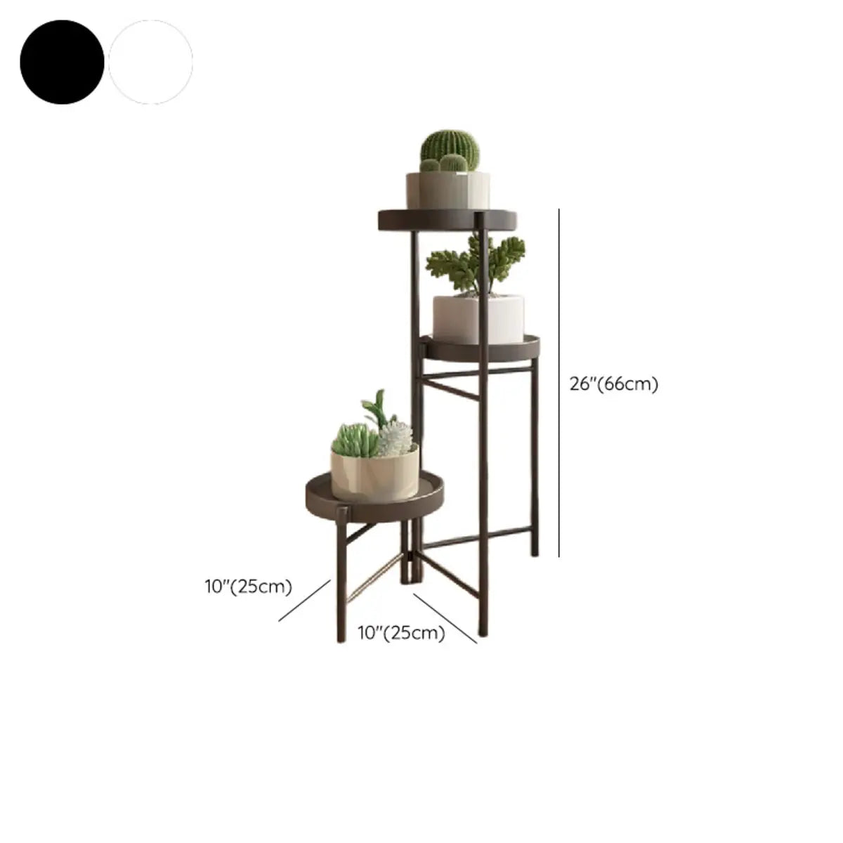Stylish Multi-Tiered Round Tray Metal Plant Stand White