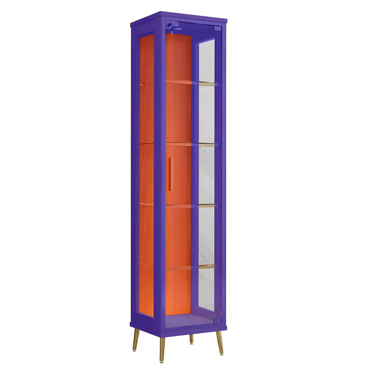 Stylish Narrow Glass Rubberwood Storage Wine Cabinet Image - 12