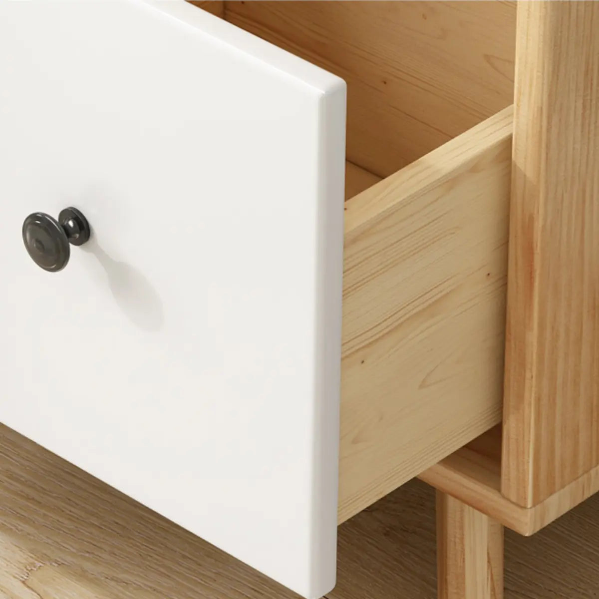 Stylish Natural Wood Drawers Tall Pine Storage Bookcase Image - 10