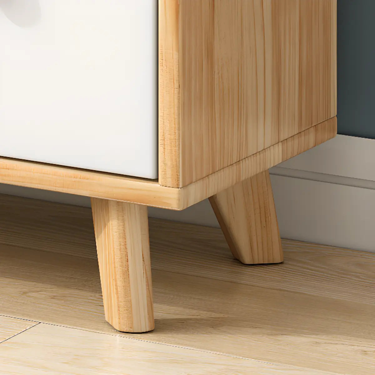 Stylish Natural Wood Drawers Tall Pine Storage Bookcase Image - 12