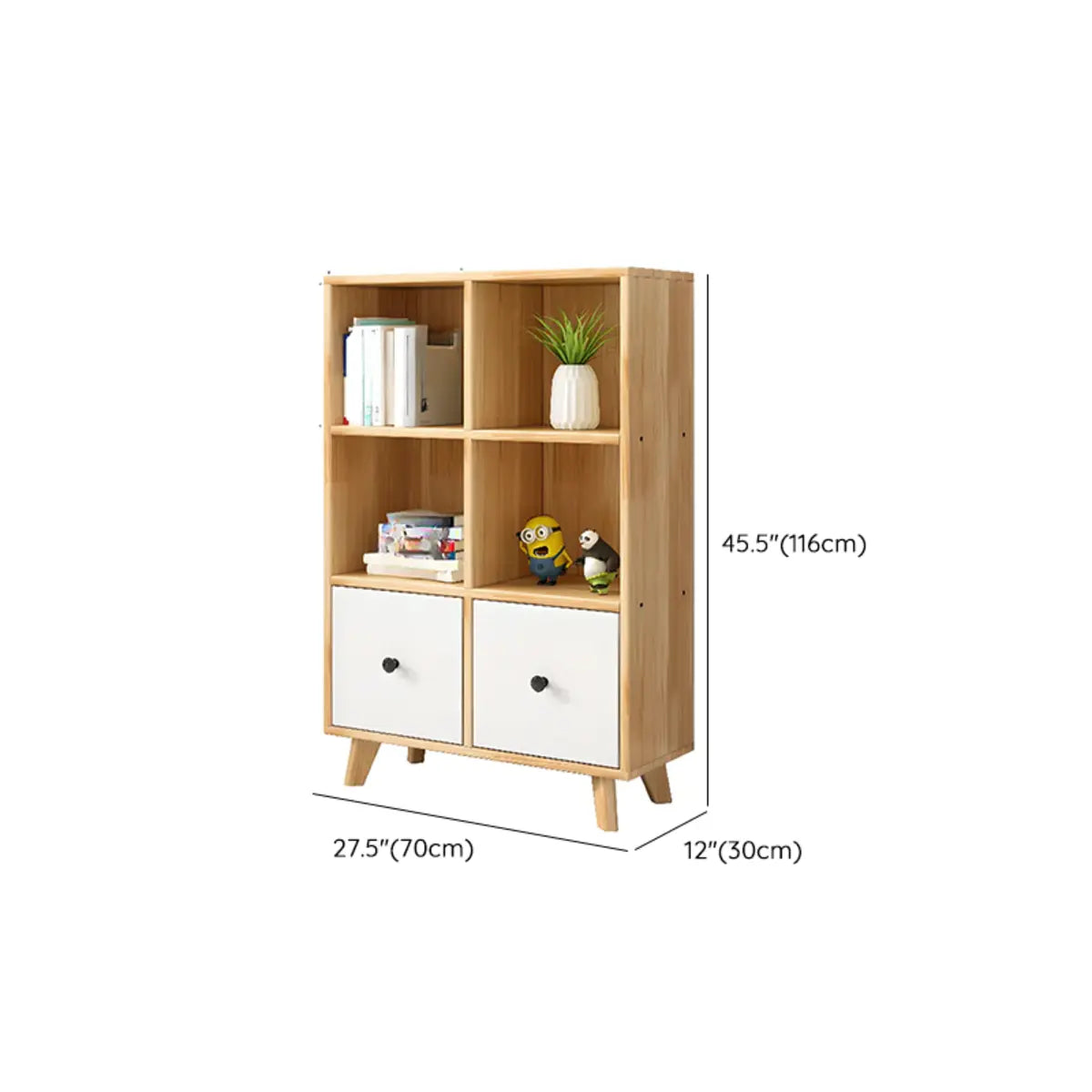 Stylish Natural Wood Drawers Tall Pine Storage Bookcase Image - 18