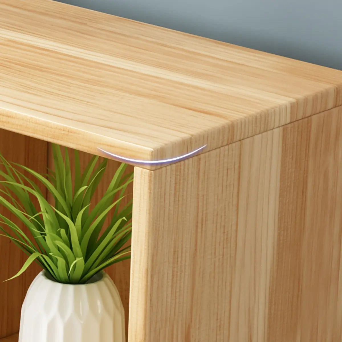 Stylish Natural Wood Drawers Tall Pine Storage Bookcase Image - 7