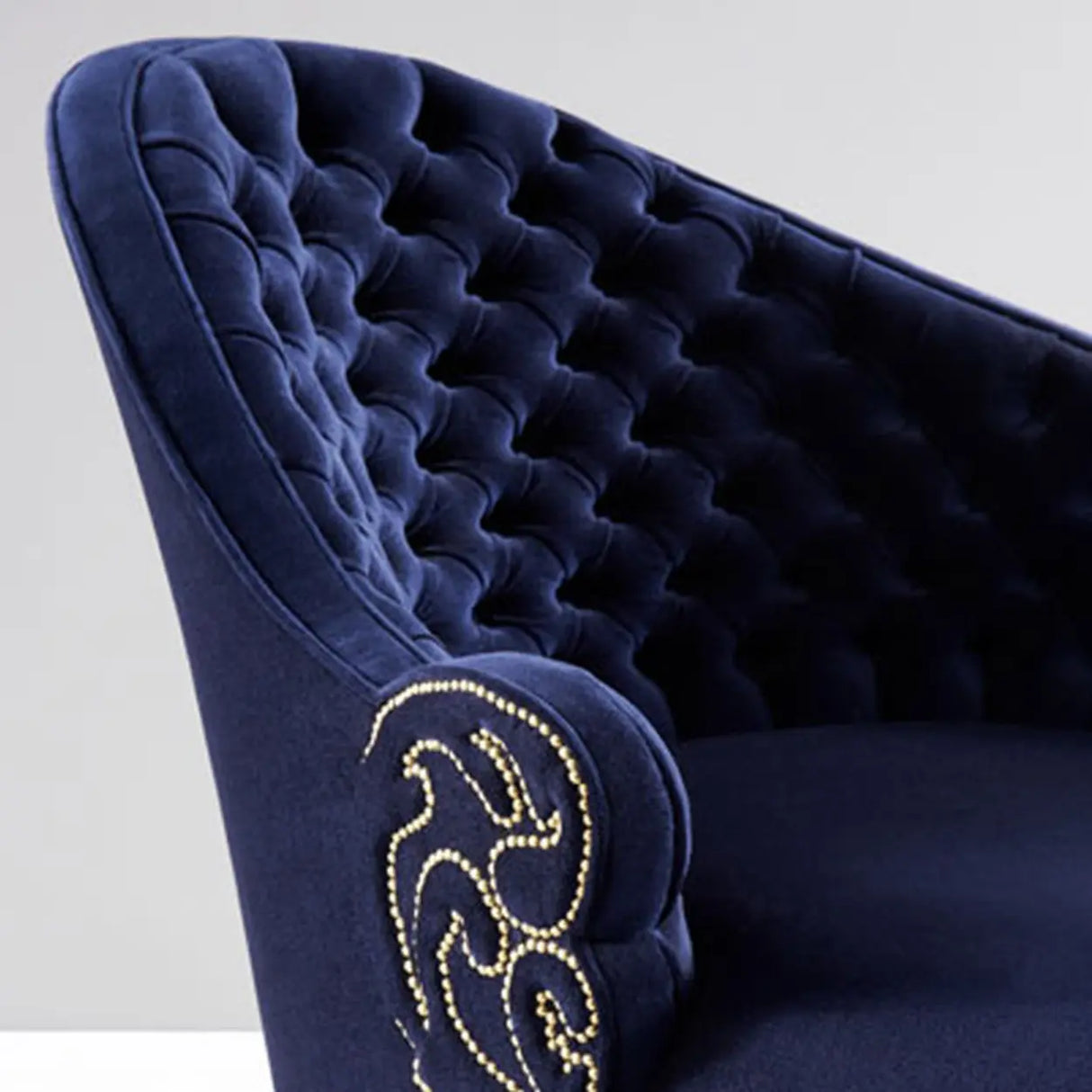 Stylish Navy Velvet Left-Arm Tufted Chaise Lounge Sofa Image - 5