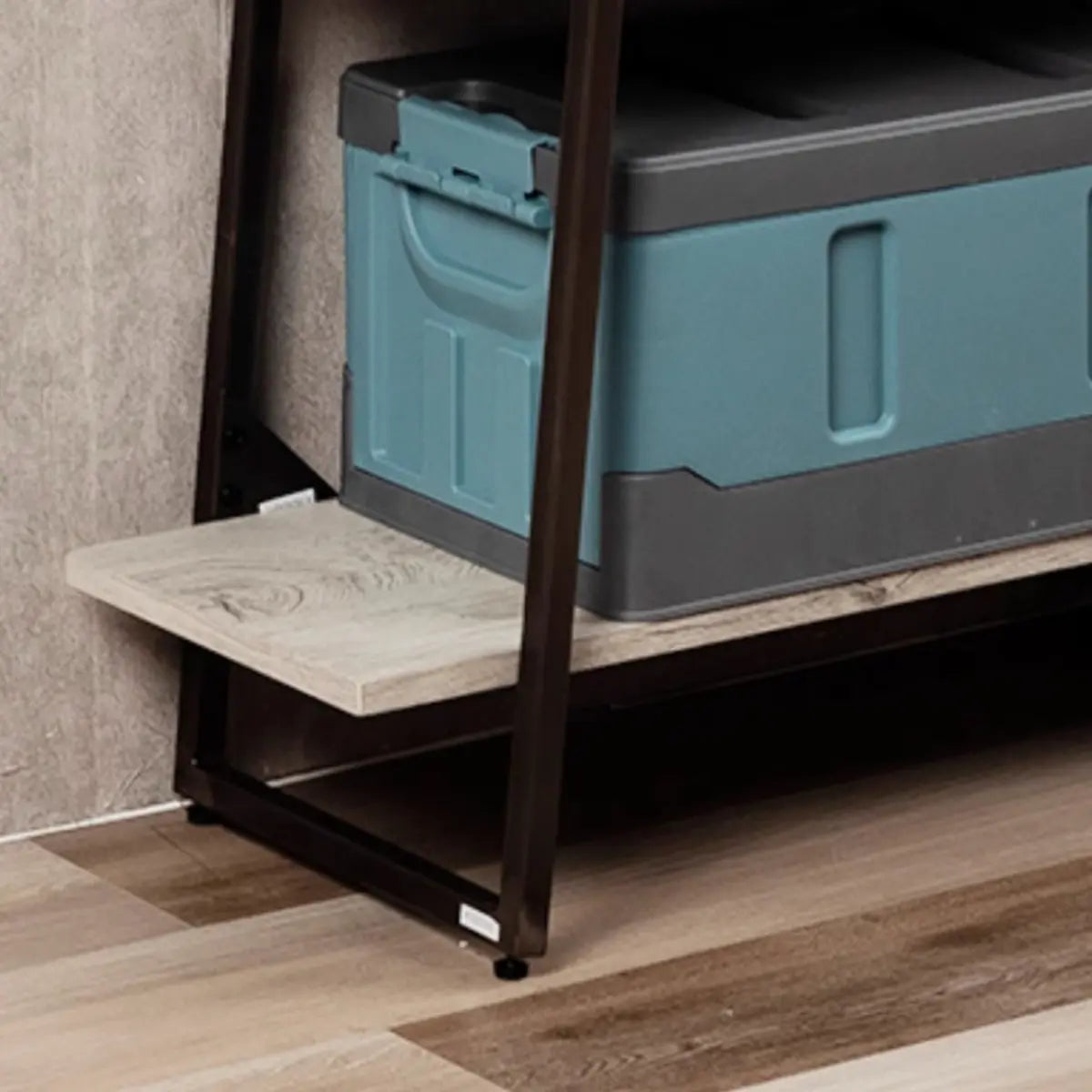 Stylish Open Ladder Alloy 5 Wooden Shelves Bookshelf Image - 8