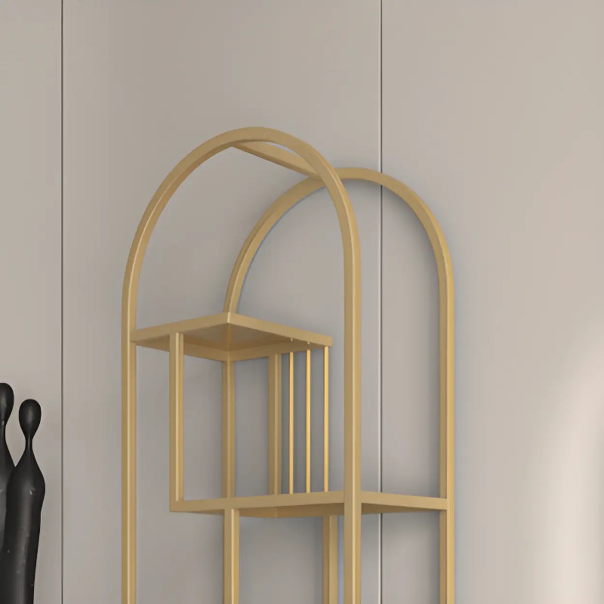 Stylish Open Oval Metal Frame Display Bookshelf Gold Image - 10