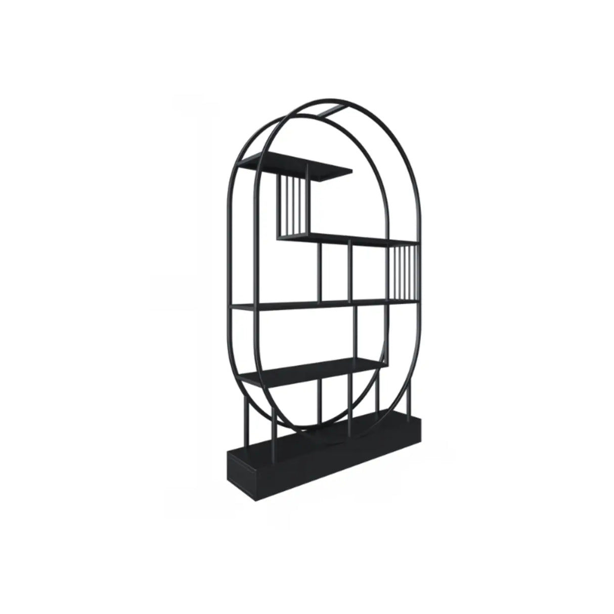 Stylish Open Oval Metal Frame Display Bookshelf Gold Image - 11