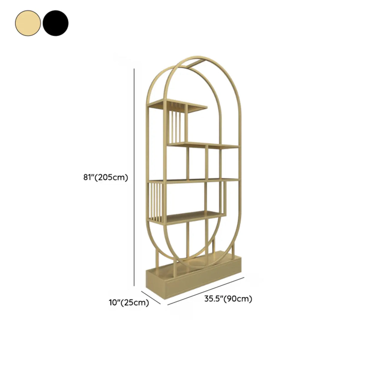 Stylish Open Oval Metal Frame Display Bookshelf Gold Image - 14
