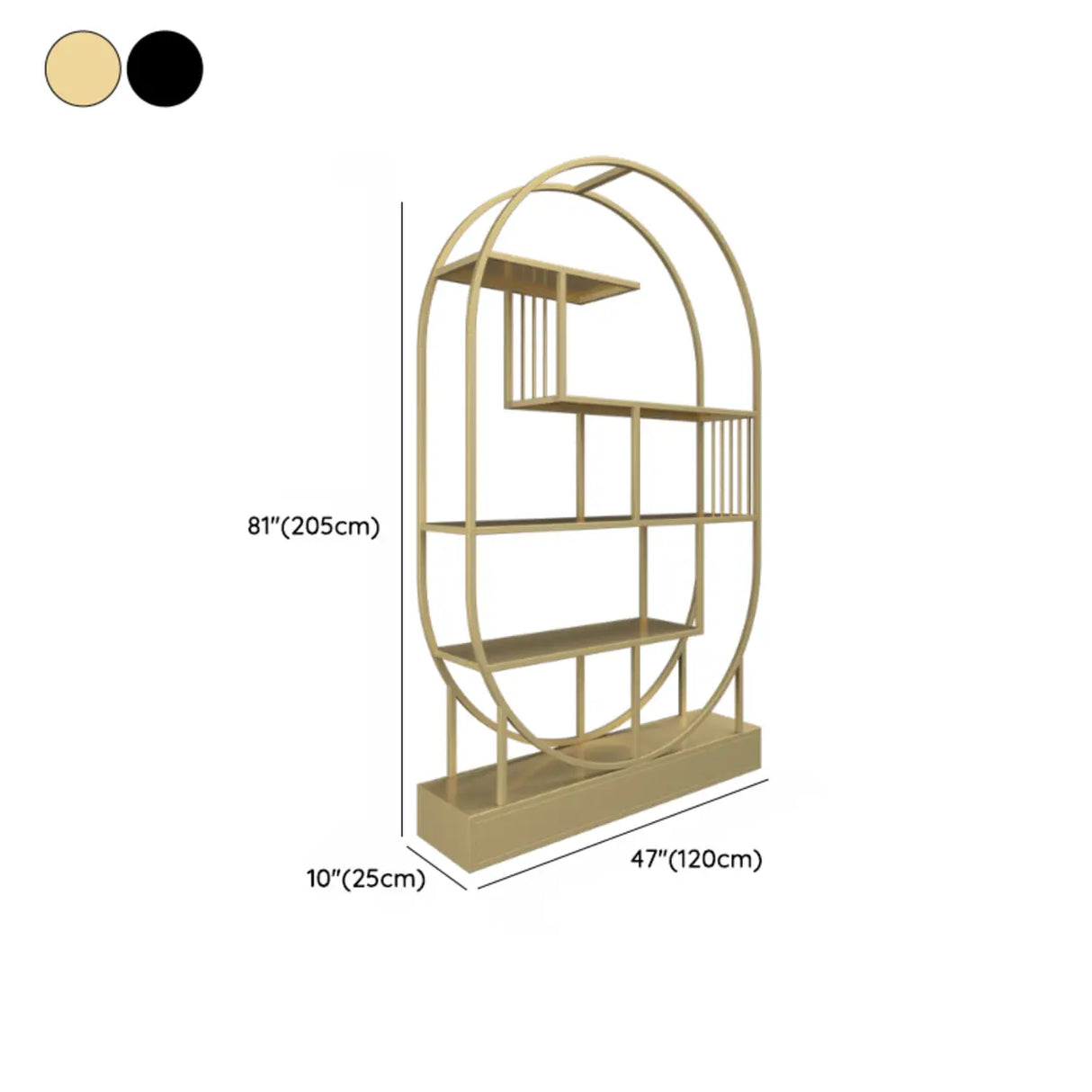 Stylish Open Oval Metal Frame Display Bookshelf Gold Image - 15