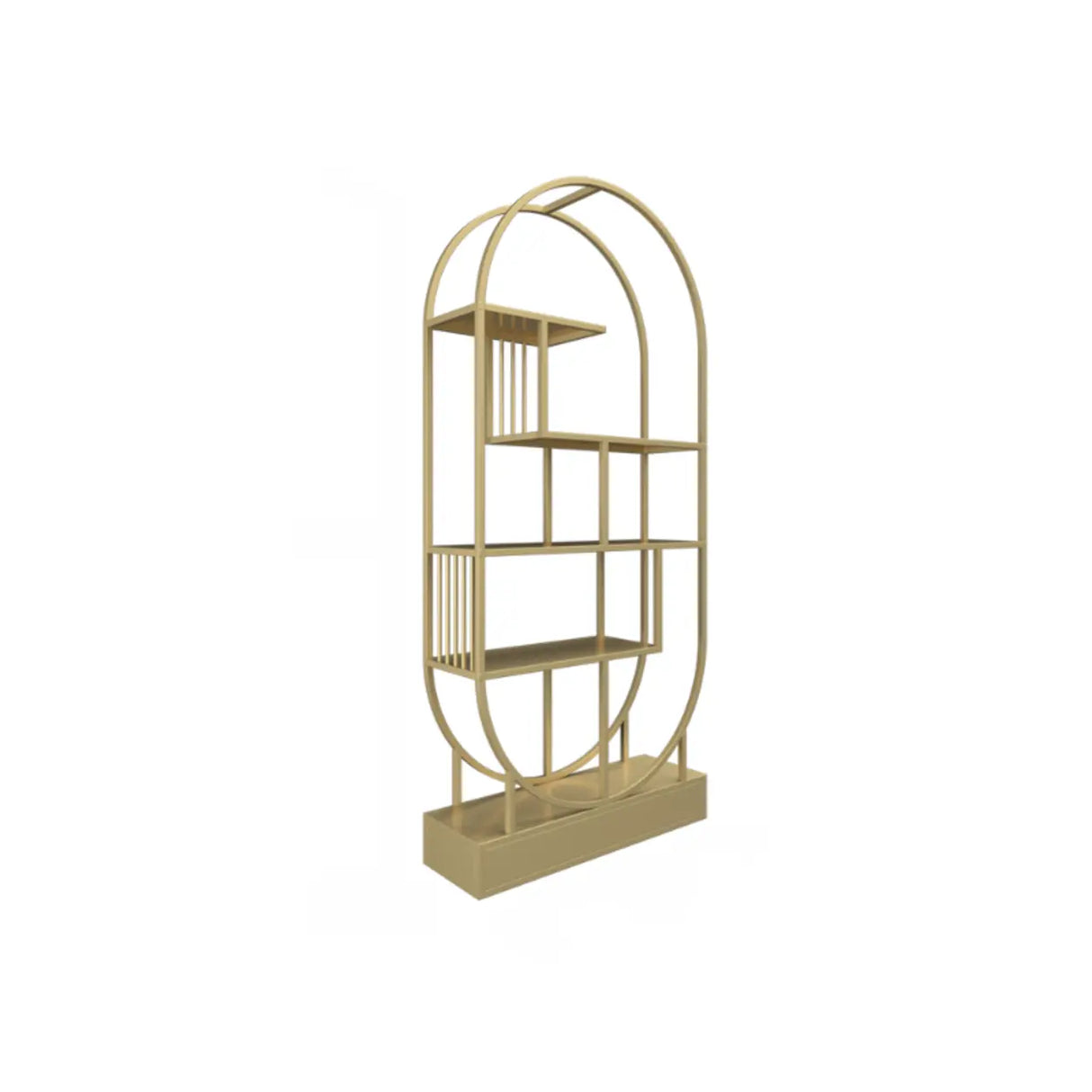 Stylish Open Oval Metal Frame Display Bookshelf Gold Image - 3