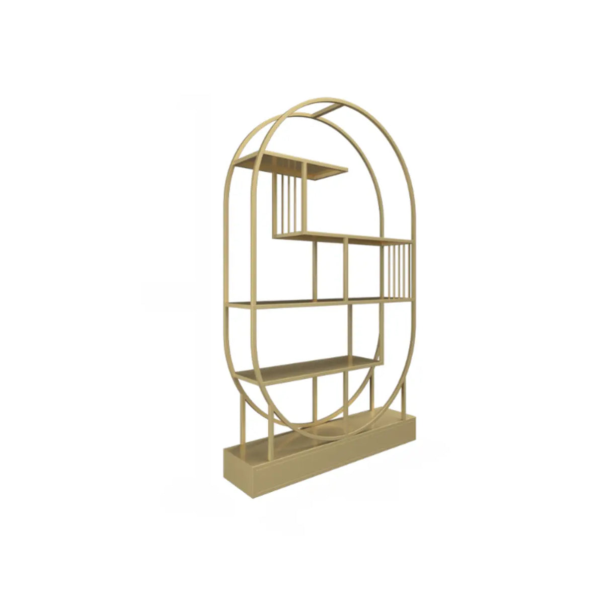 Stylish Open Oval Metal Frame Display Bookshelf Gold Image - 5