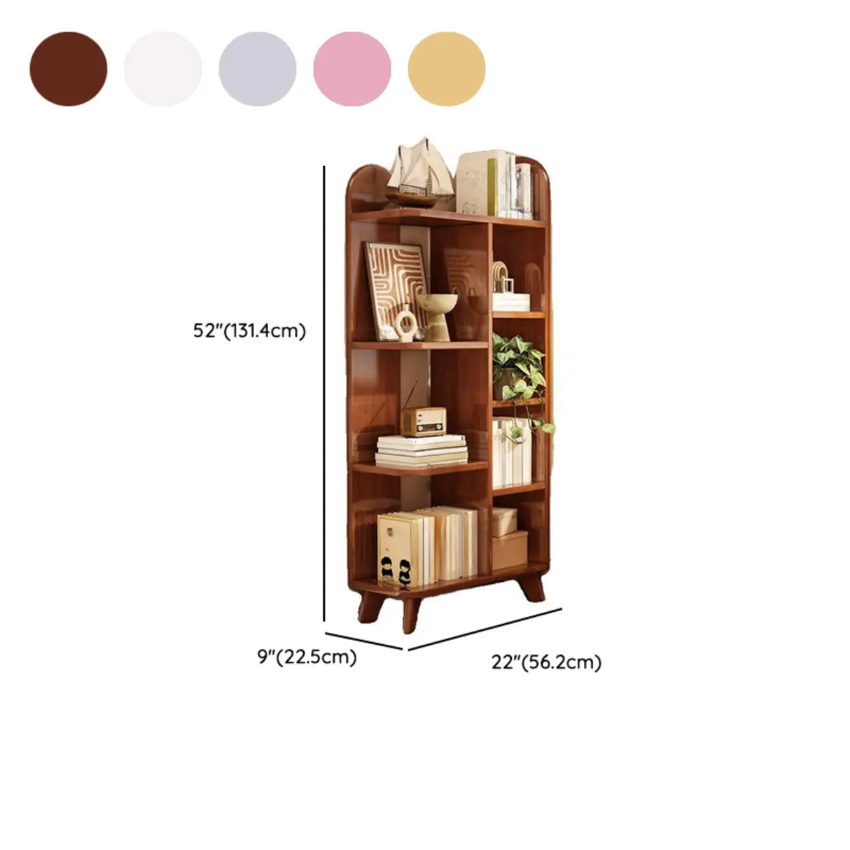 Stylish Open Wood Curved Corner Storage Bookcase White