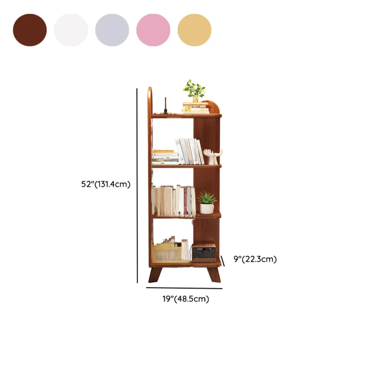 Stylish Open Wood Curved Corner Storage Bookcase White Image - 19