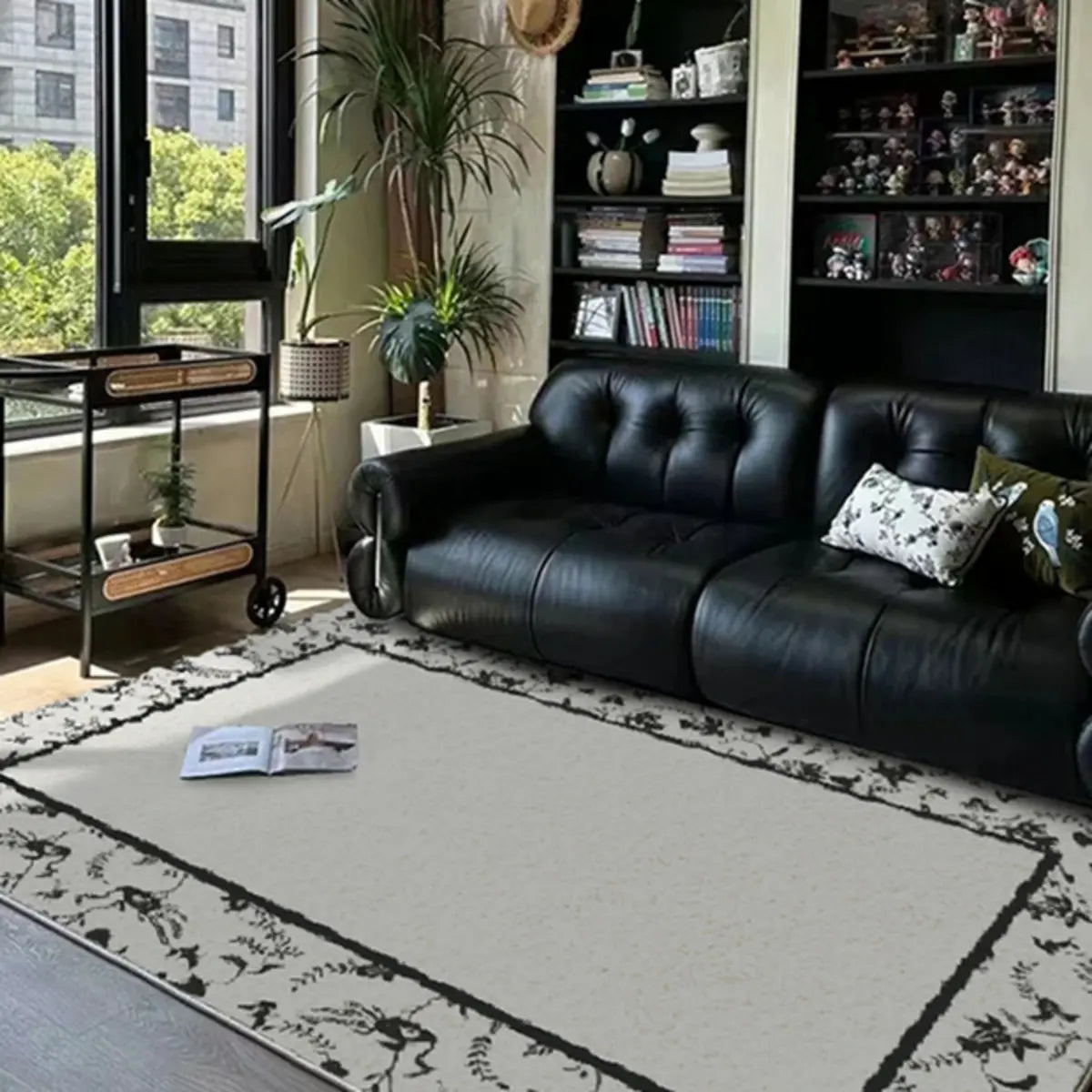 Stylish Rectangular Floral Cotton Blends Area Rug Image - 1