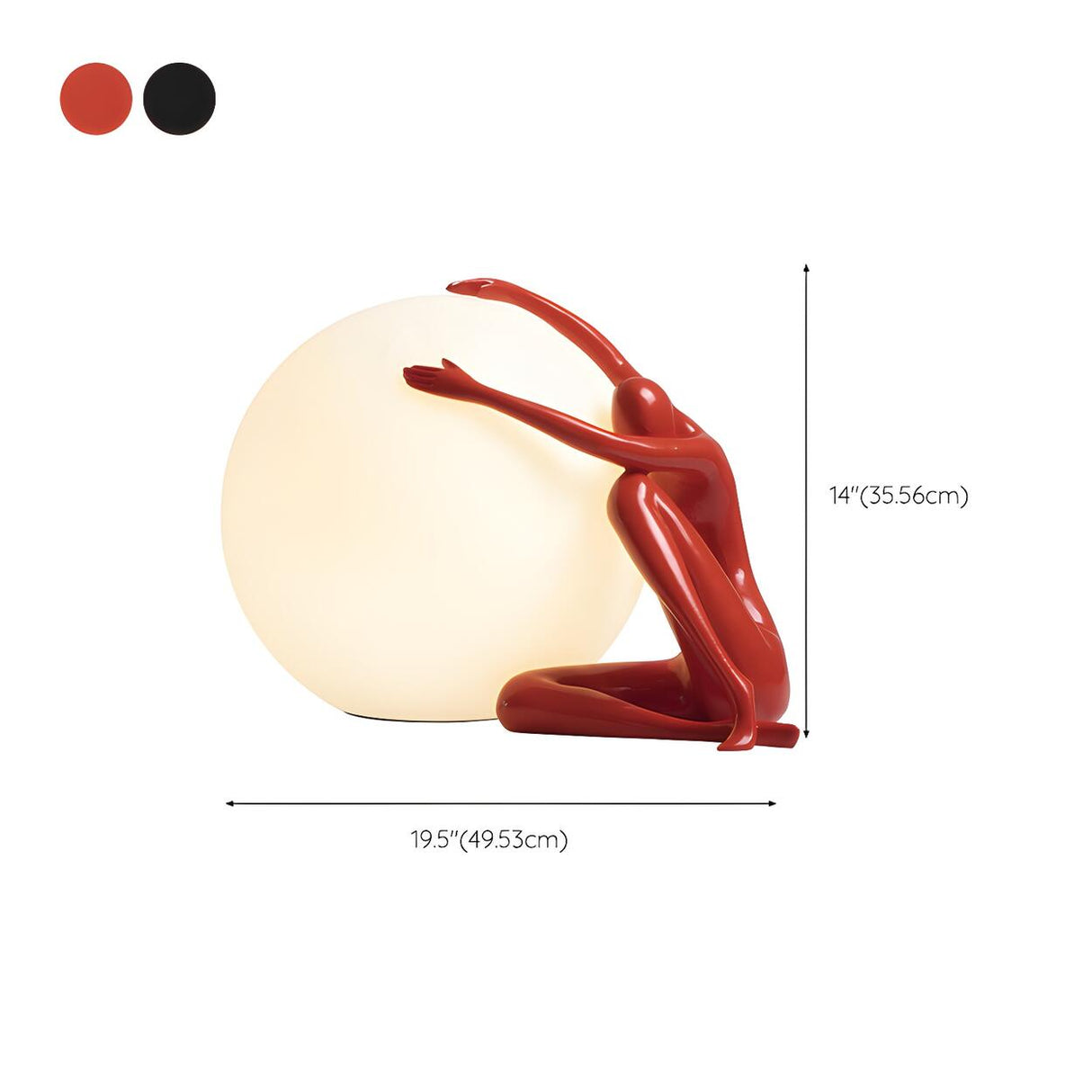 Stylish Red Human Figure Globe Shade Moon Table Lamp