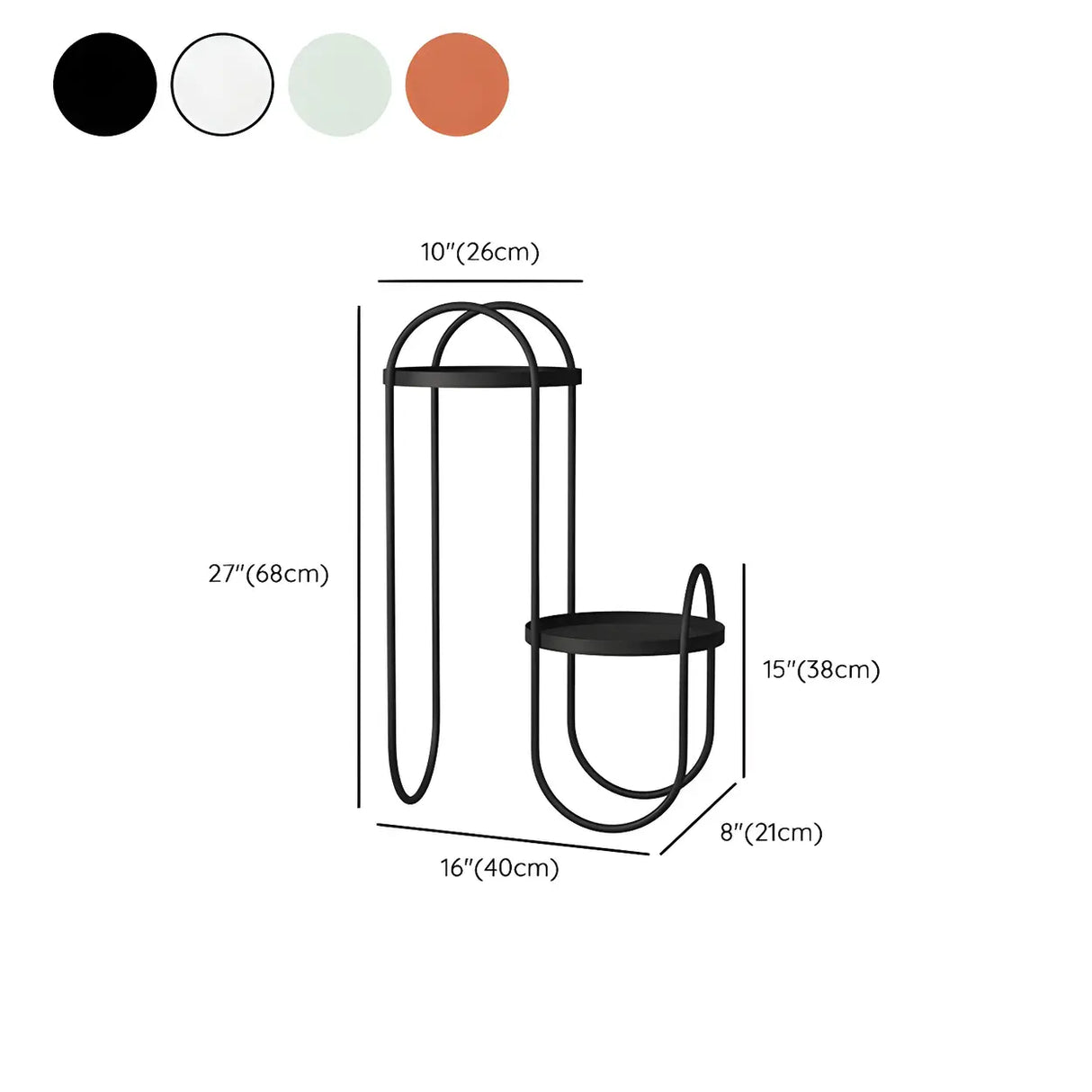 Stylish Round Metal 2 Tiers Black Sled Base Plant Stand