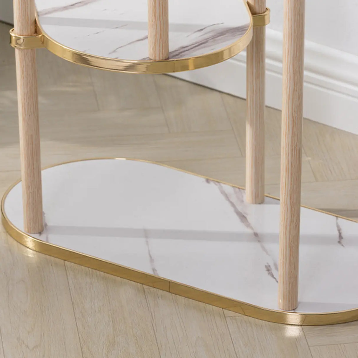 Stylish Round Wood Indoor Natural Tiered Plant Stand Image - 7