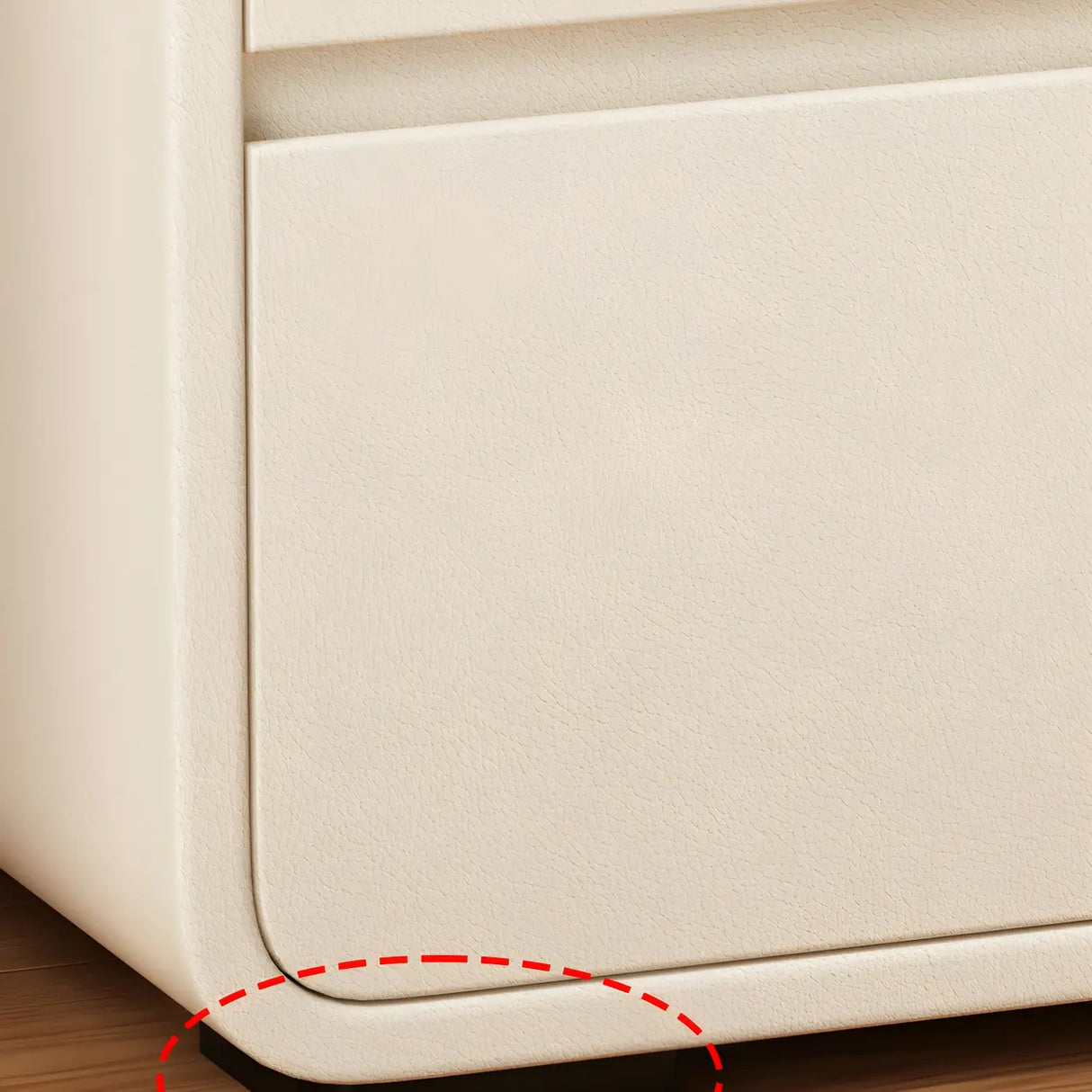 Stylish Rounded Wood Off-White Storage Nightstand Image - 15