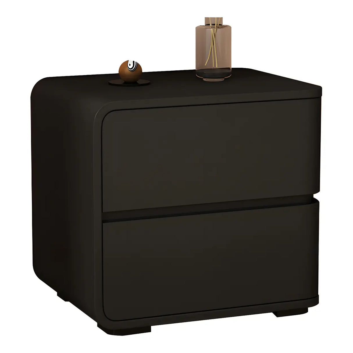 Stylish Rounded Wood Off-White Storage Nightstand Image - 22