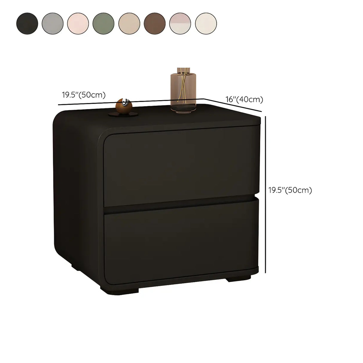 Stylish Rounded Wood Off-White Storage Nightstand