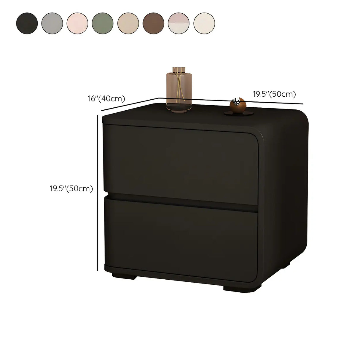 Stylish Rounded Wood Off-White Storage Nightstand Image - 49