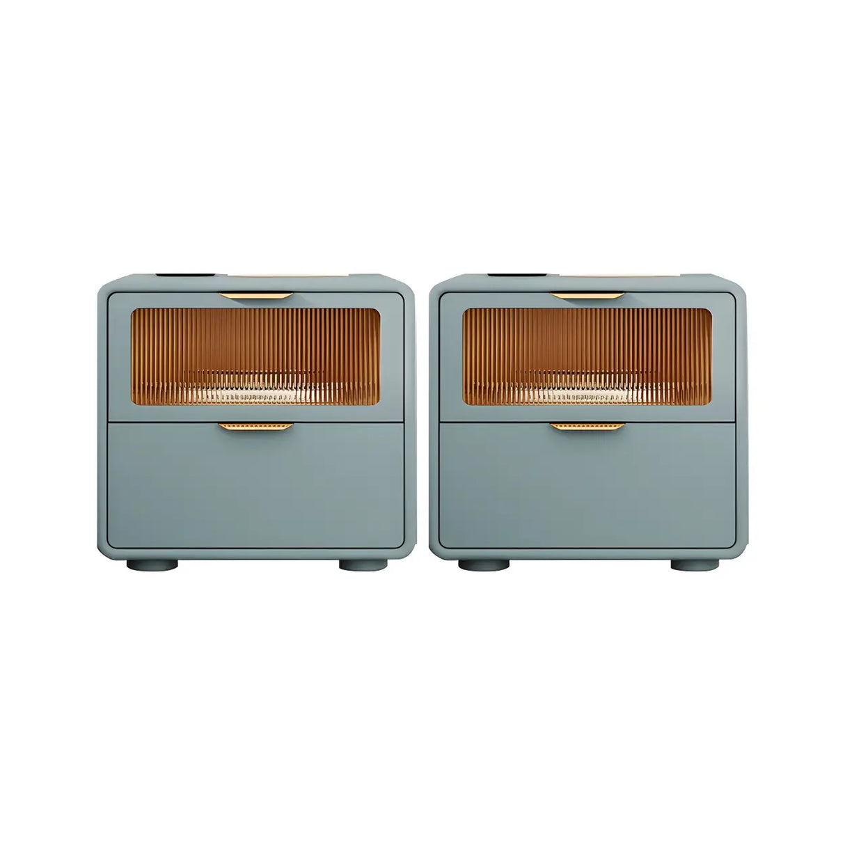 Stylish Rounded Wood White Leather Drawer Storage Nightstand Image - 20