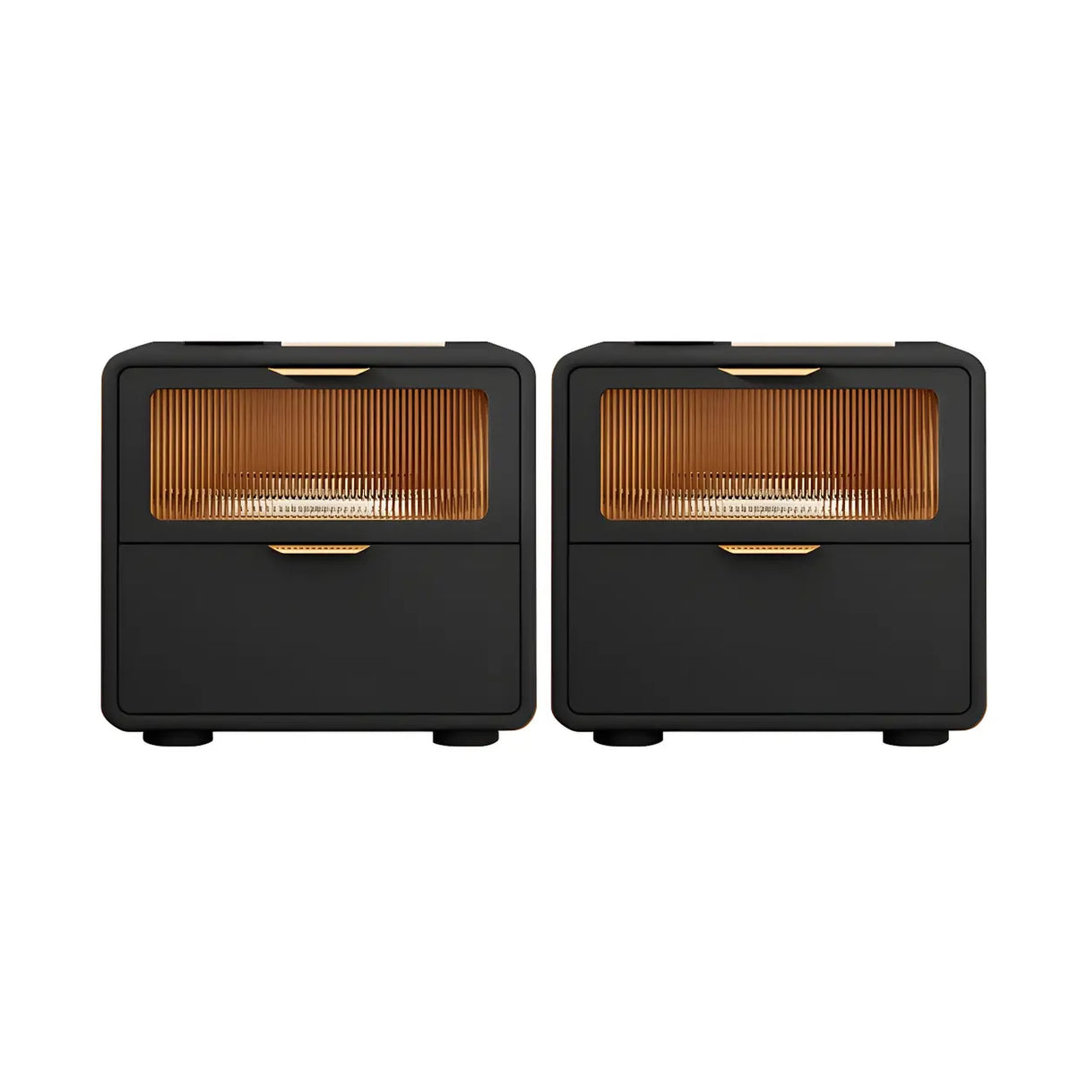 Stylish Rounded Wood White Leather Drawer Storage Nightstand Image - 22