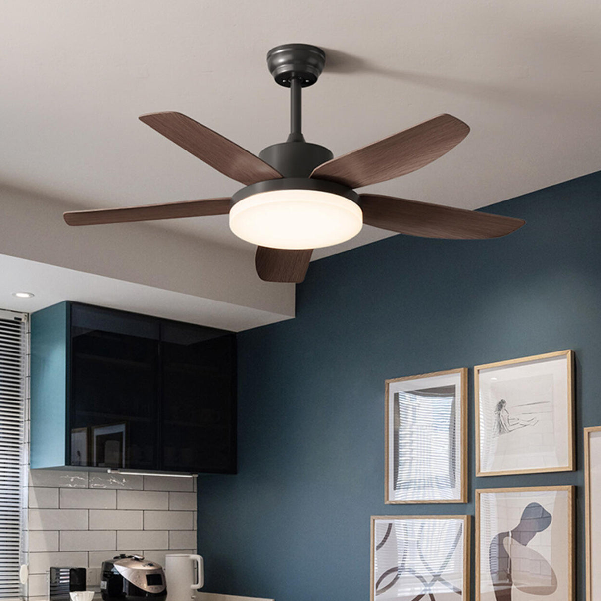 Stylish Simple Remote 3 Blade Wood Ceiling Fan Light Image - 4