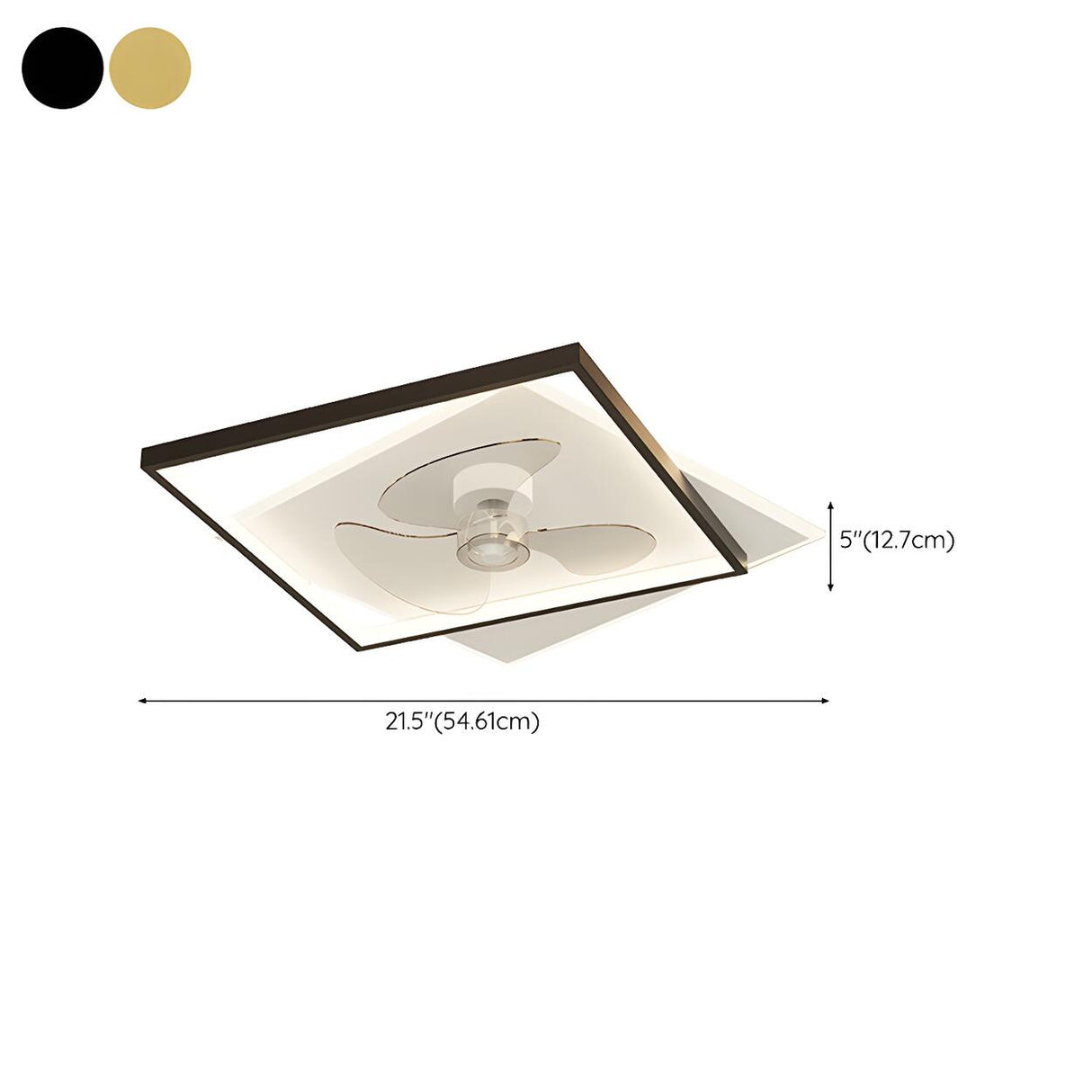 Stylish Simple Square Flush Ceiling Fan with Light