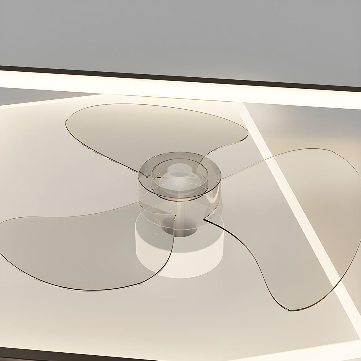 Stylish Simple Square Flush Ceiling Fan with Light Image - 4