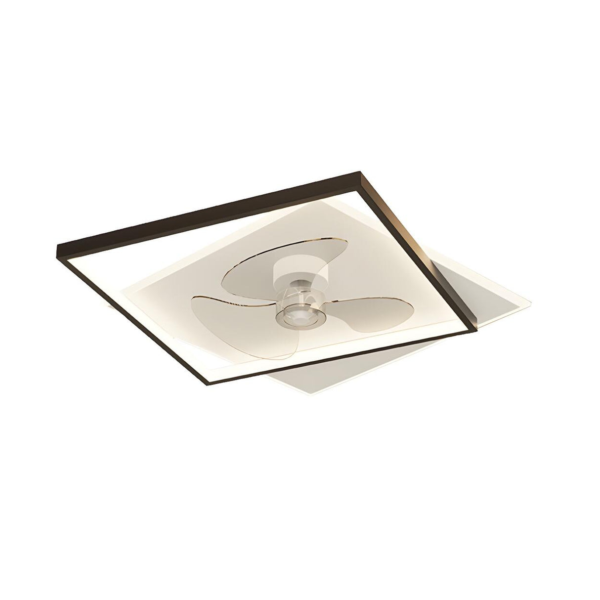 Stylish Simple Square Flush Ceiling Fan with Light Image - 5