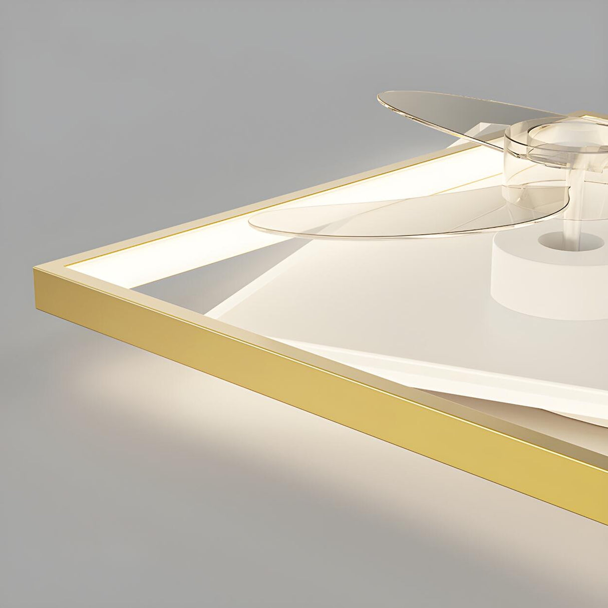 Stylish Simple Square Flush Ceiling Fan with Light Image - 8