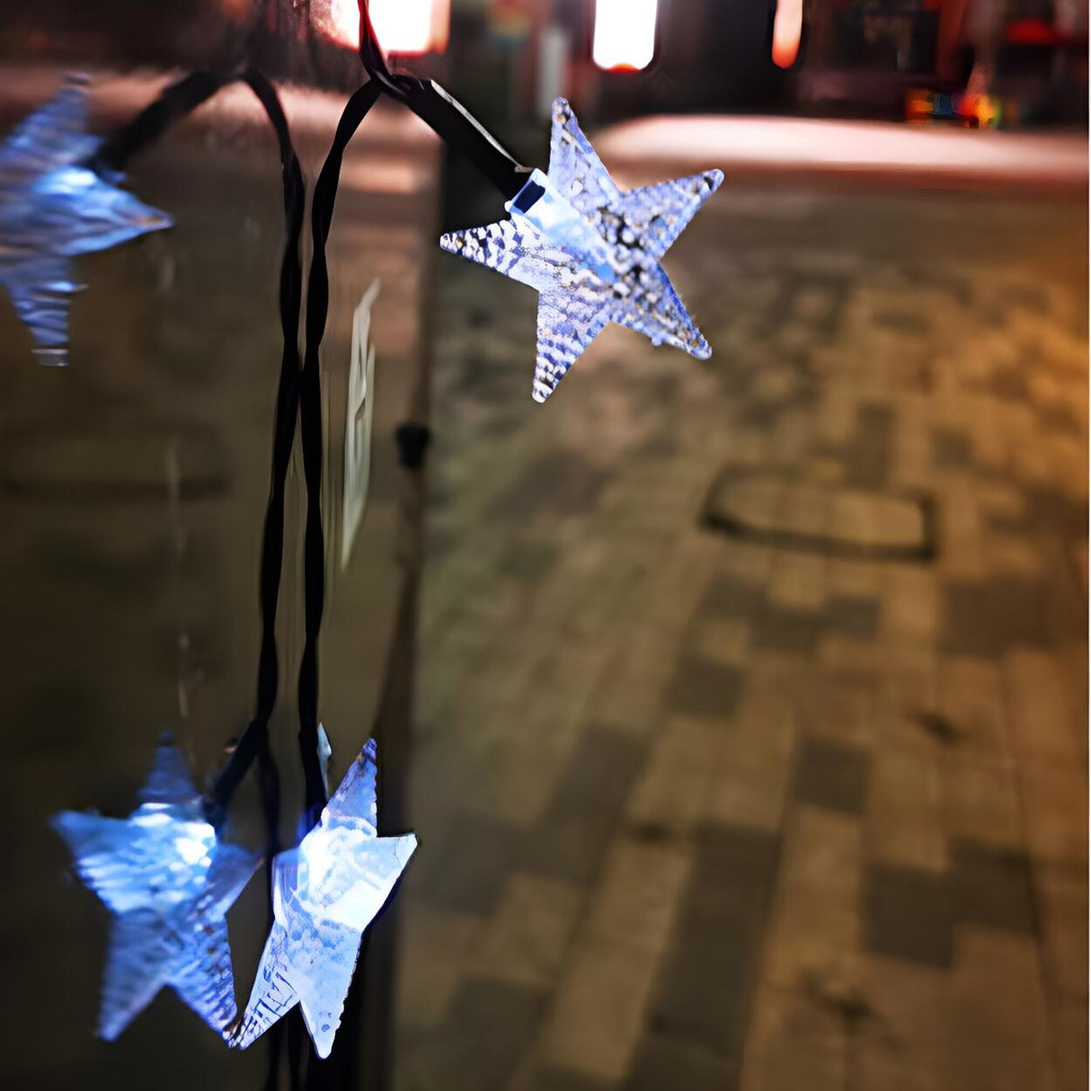 Stylish Star Black Outdoor Christmas String Lights Image - 11