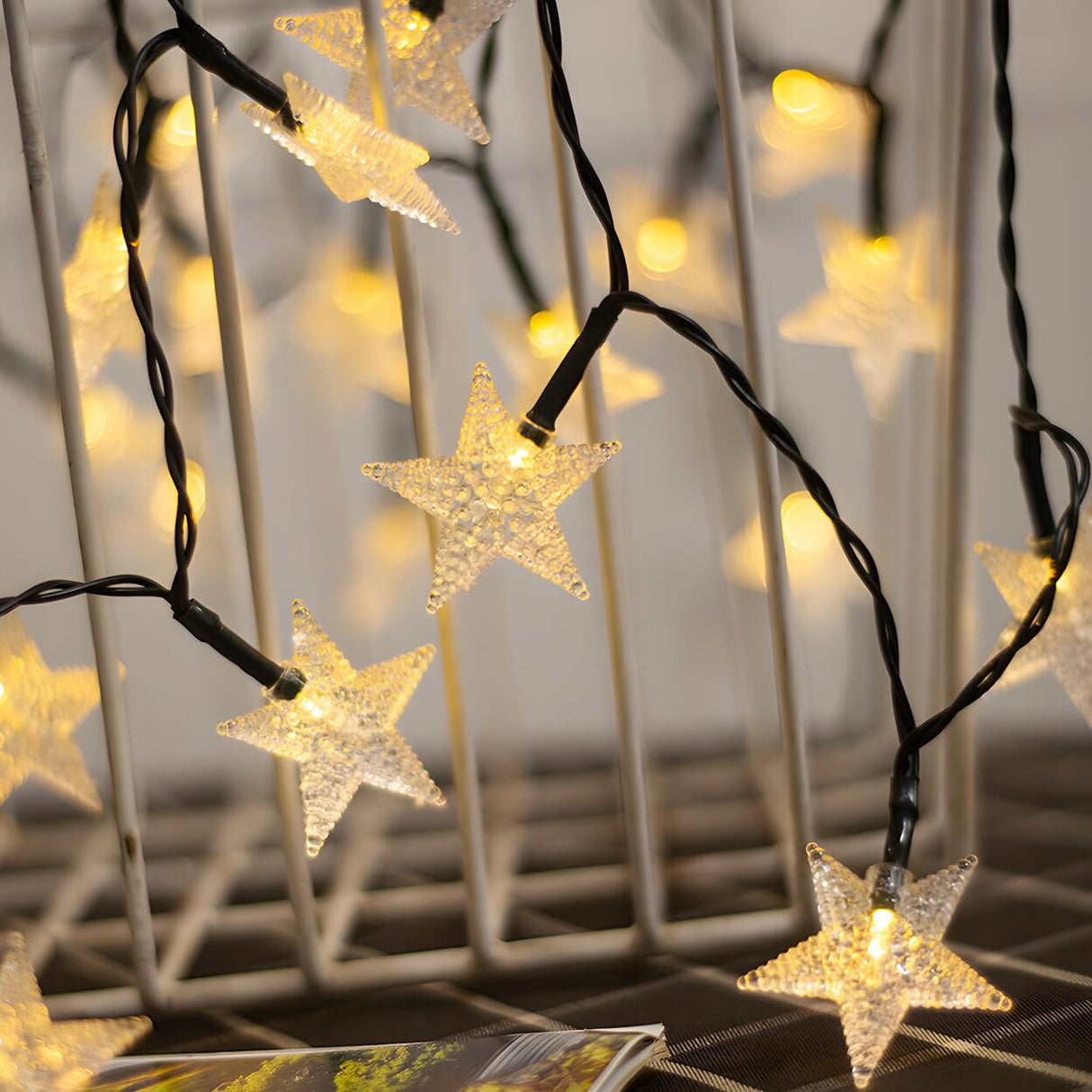 Stylish Star Black Outdoor Christmas String Lights Image - 6