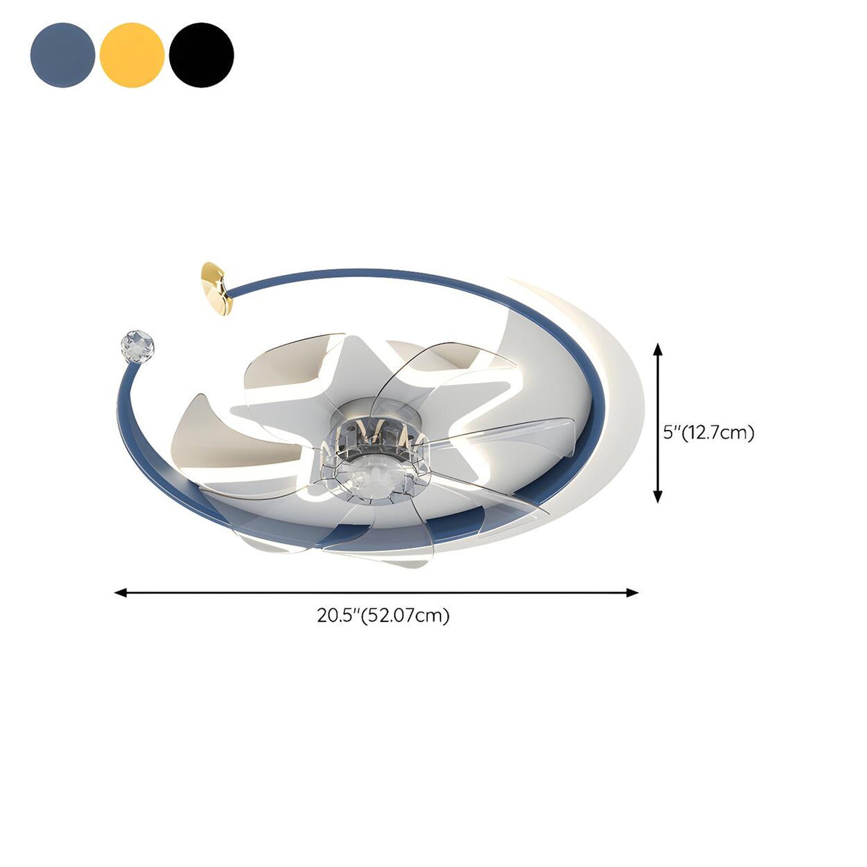 Stylish Star Ring Flush Mount Ceiling Fan with Light