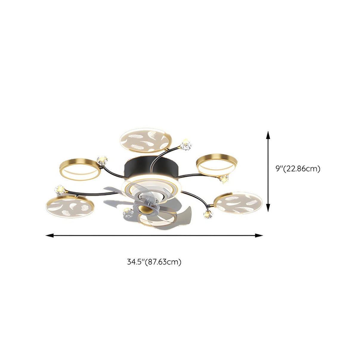 Stylish Starburst Ring Decor Ceiling Fan with Light