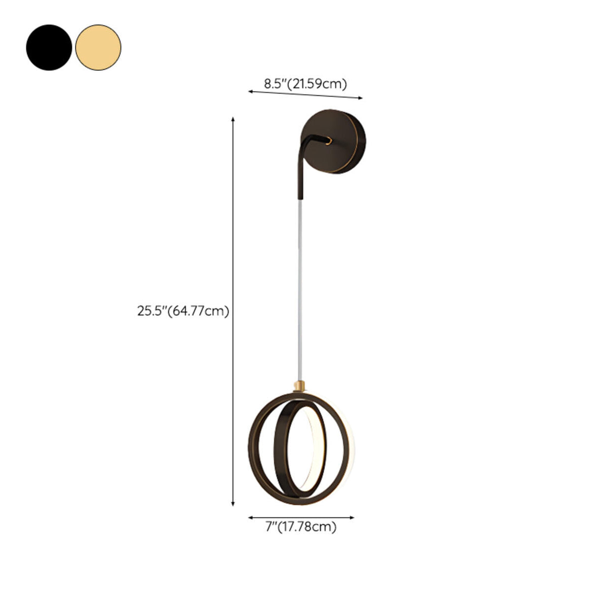 Stylish Suspended Gold Oval Metal LED Wall Light