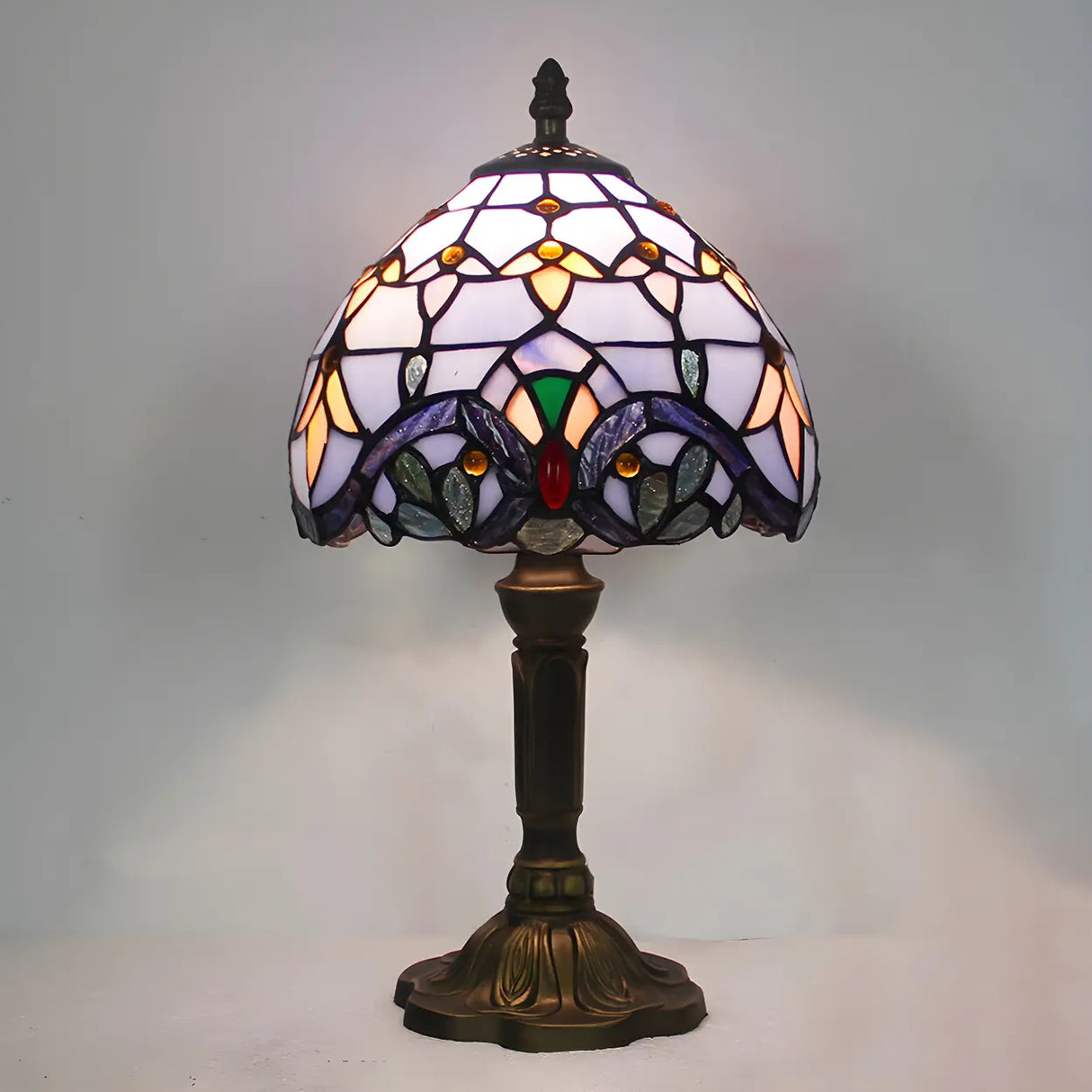 Stylish Tiffany Dome Stained Glass Decor Table Lamp Image - 10