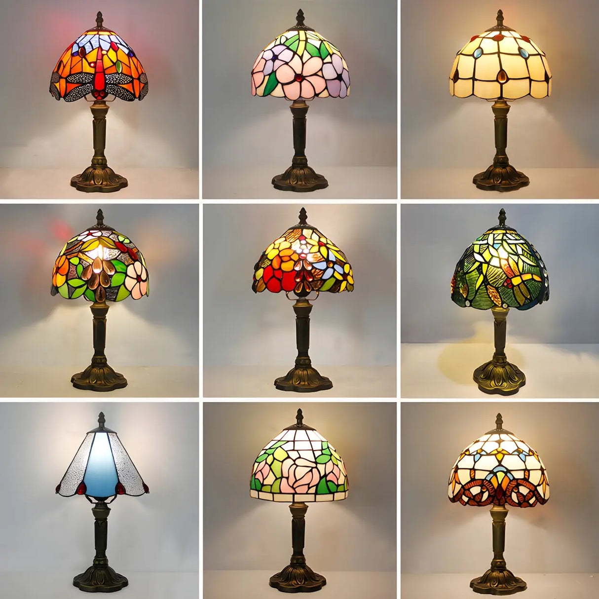Stylish Tiffany Dome Stained Glass Decor Table Lamp Image - 12