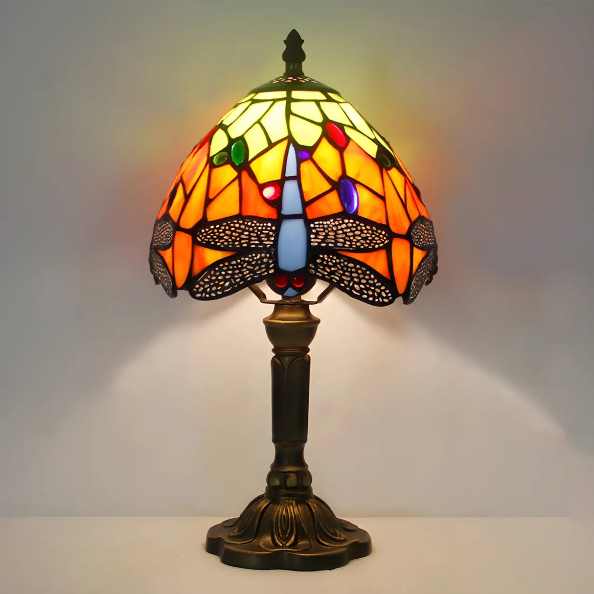 Stylish Tiffany Dome Stained Glass Decor Table Lamp Image - 15