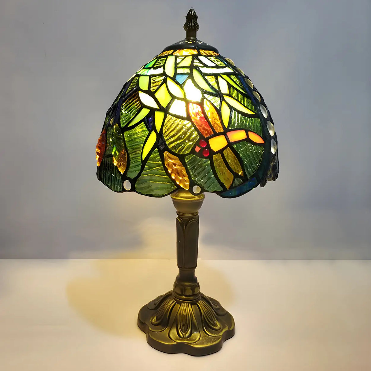 Stylish Tiffany Dome Stained Glass Decor Table Lamp Image - 16