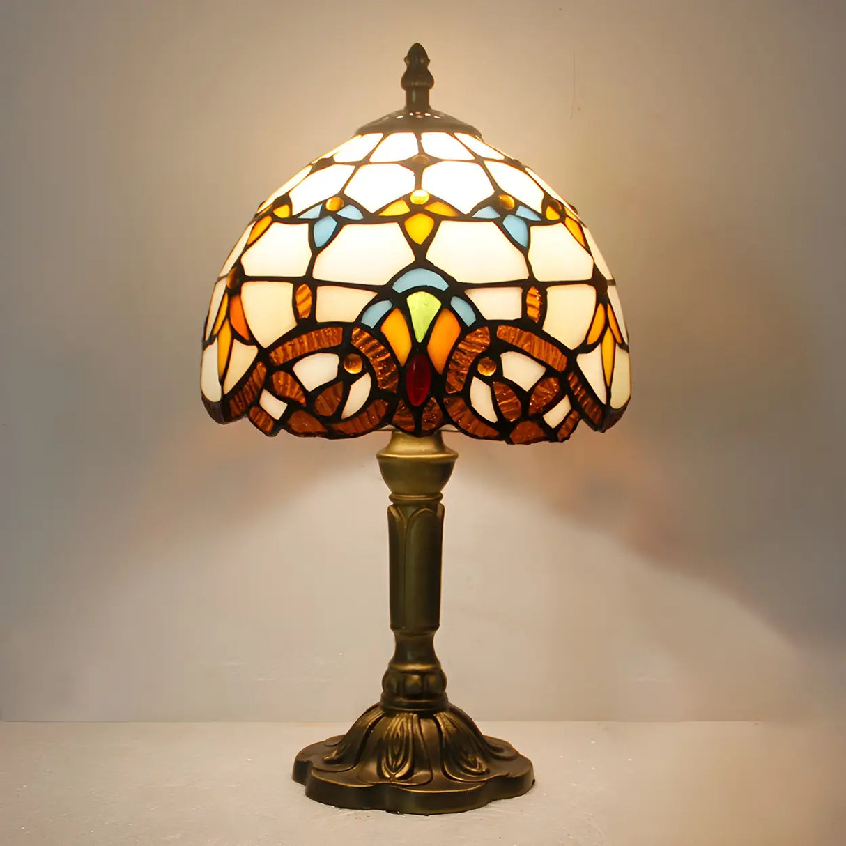Stylish Tiffany Dome Stained Glass Decor Table Lamp Image - 7