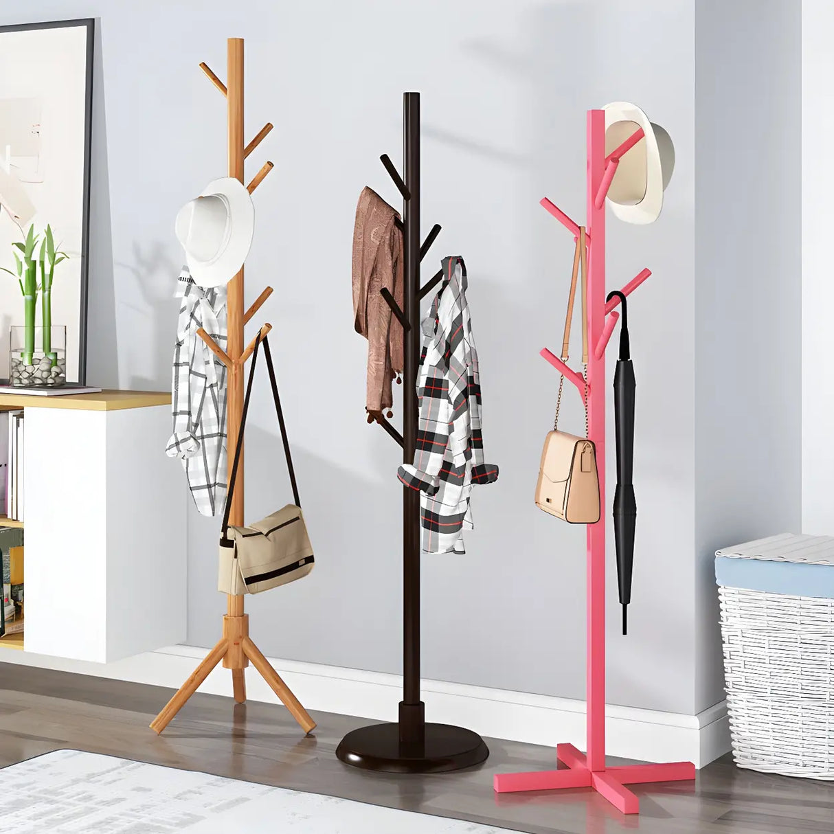 Stylish Tree Shaped Tall FreeStanding Coat Rack with Hooks Image - 1