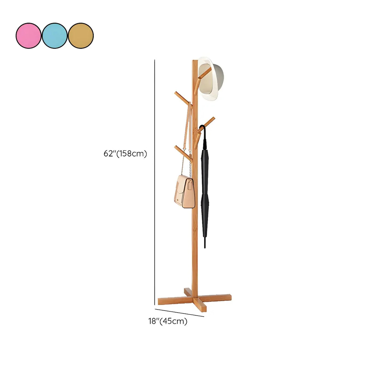 Stylish Tree Shaped Tall FreeStanding Coat Rack with Hooks