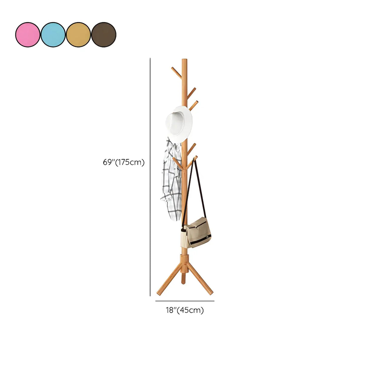 Stylish Tree Shaped Tall FreeStanding Coat Rack with Hooks Image - 23