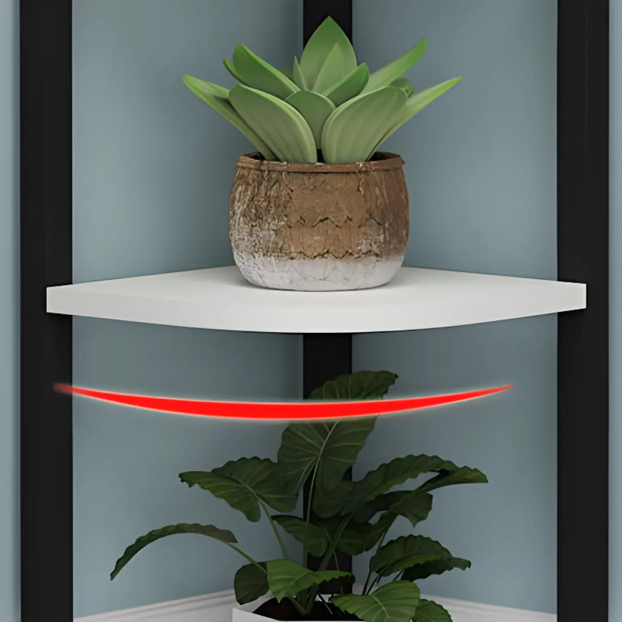 Stylish Triangular 5-Tier Wood Corner Plant Stand White Image - 6