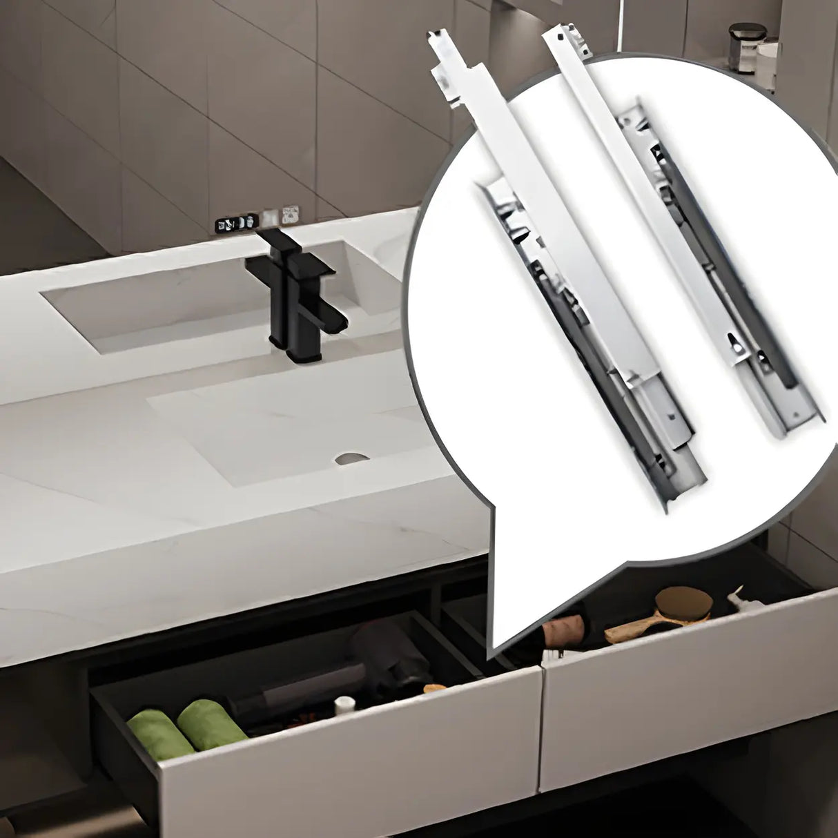 Stylish Wall Mount Sink Bath Vanity with Mirror and Faucet Image - 7